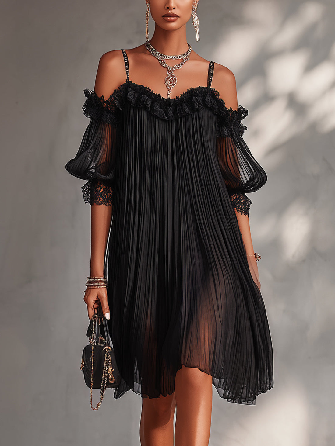 Maria – Vestido de Noche Plisado