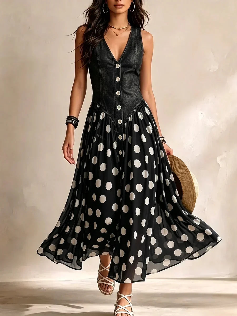 Beatrice – Vestido Largo de Lunares