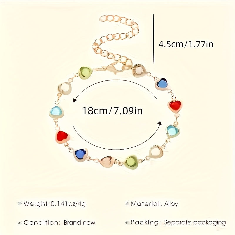 Corazones – Pulsera Dorada de Colores
