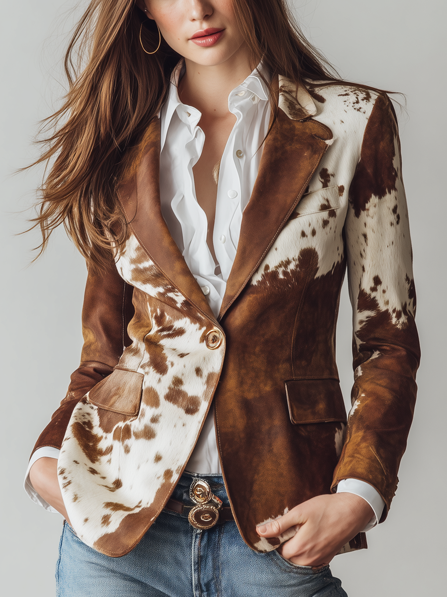 Alessia – Blazer Vintage Estampado Vaca
