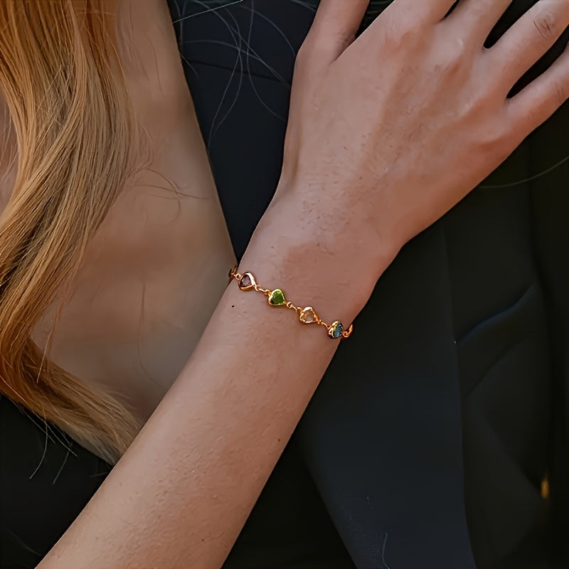 Corazones – Pulsera Dorada de Colores