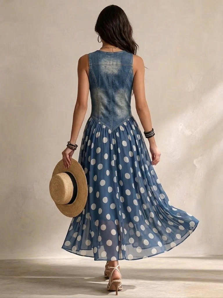 Beatrice – Vestido Largo de Lunares