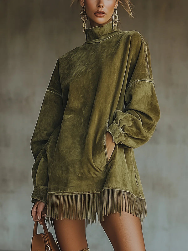 Susanna – Vestido Cuello Alto con Flecos