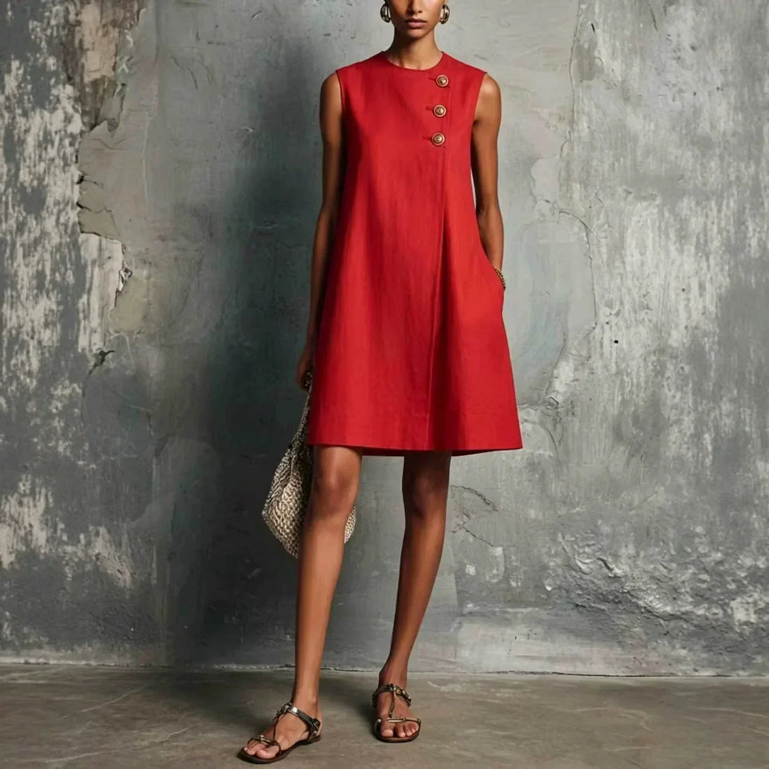 Ariana – Vestido Botones Dorados