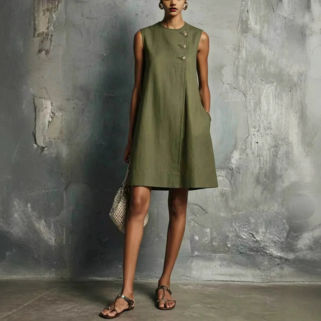Ariana – Vestido Botones Dorados