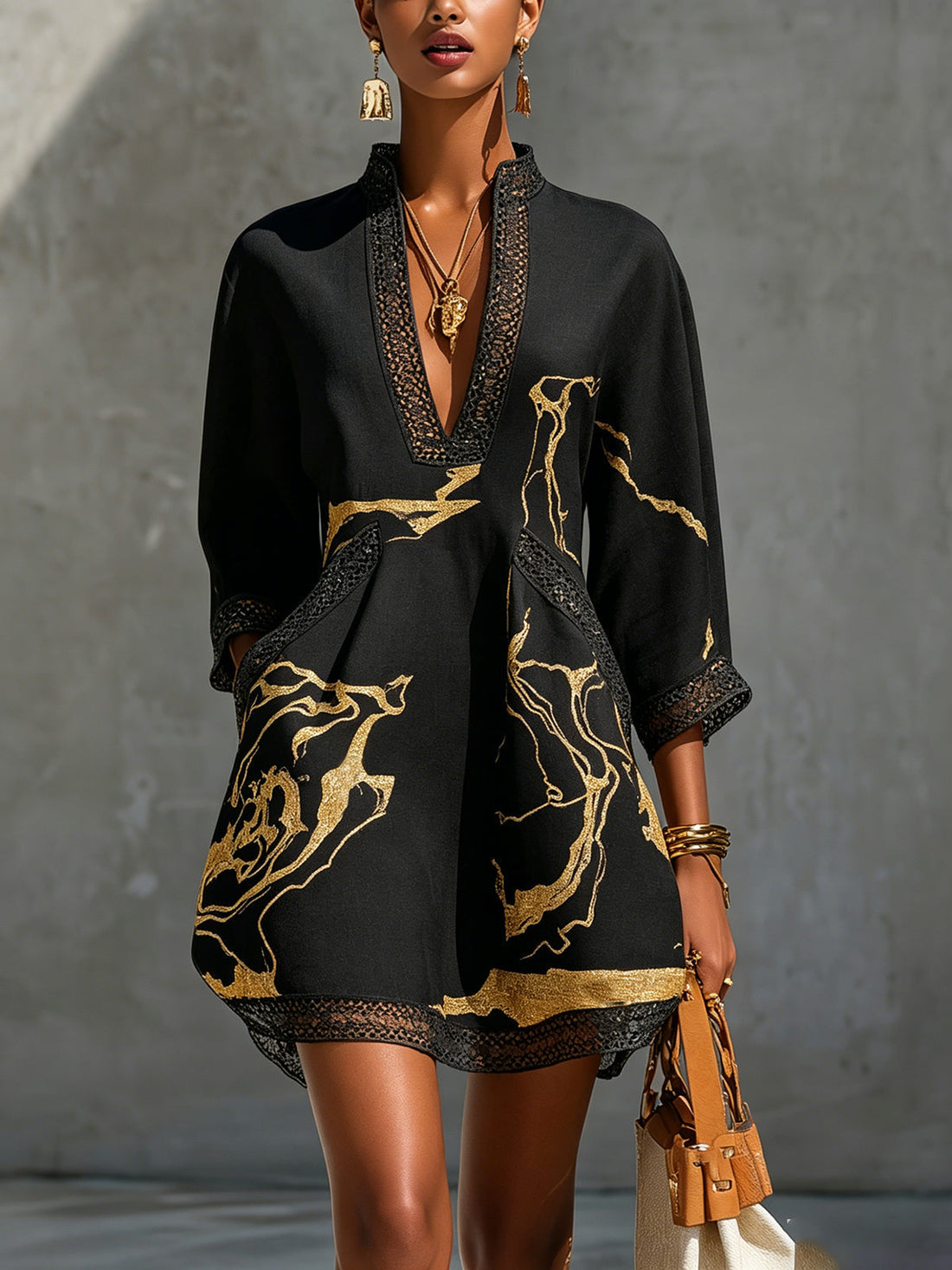 Tiziana – Vestido Encaje Dorado