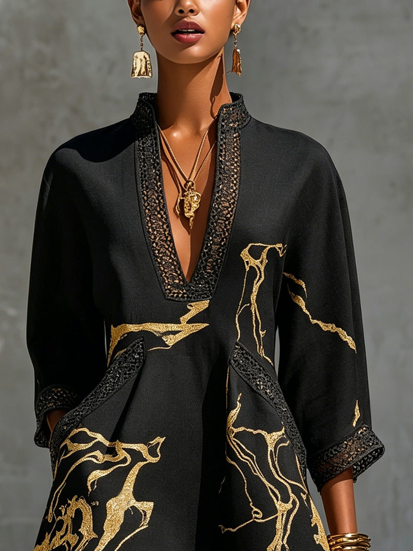 Tiziana – Vestido Encaje Dorado