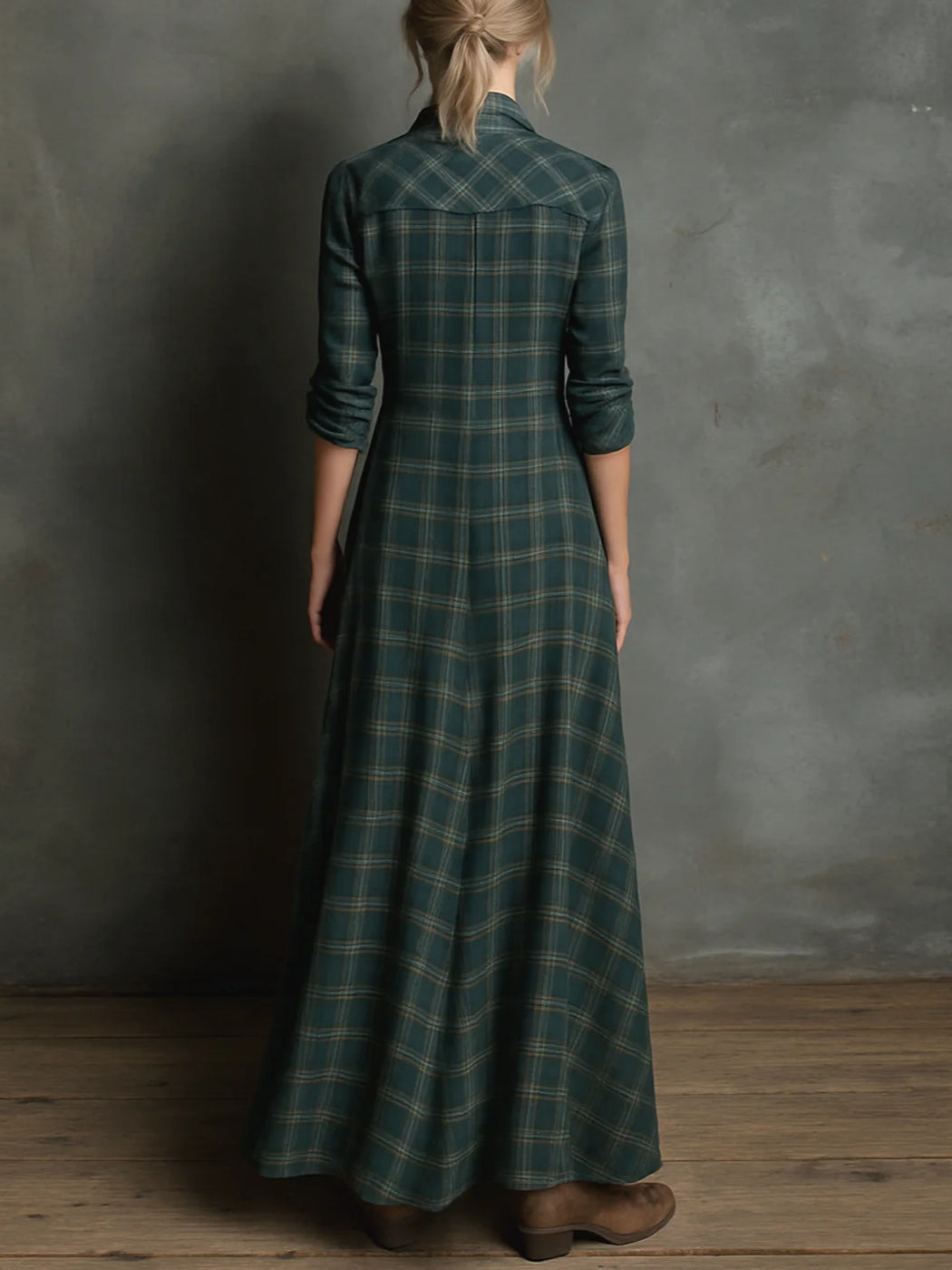 Emanuela – Vestido Largo de Cuadros