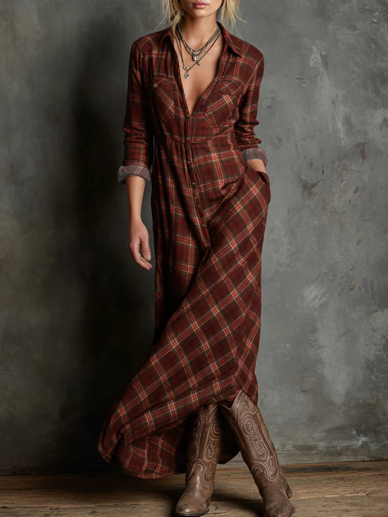 Emanuela – Vestido Largo de Cuadros
