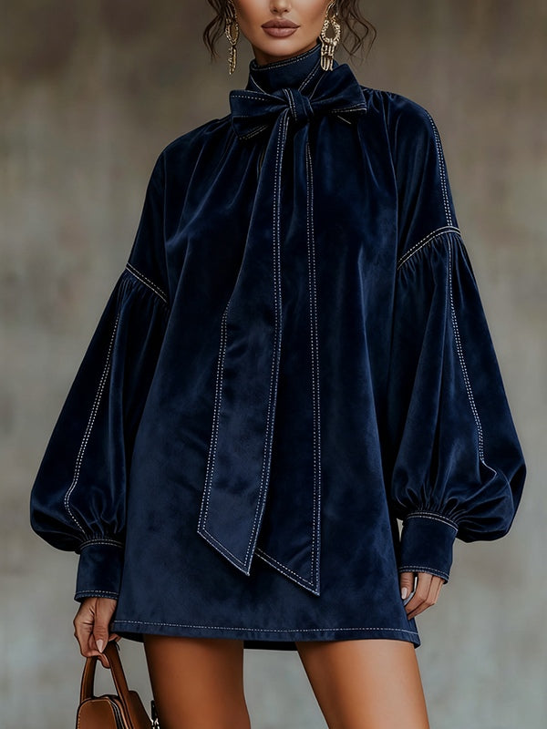 Agata – Vestido Terciopelo con Lazo