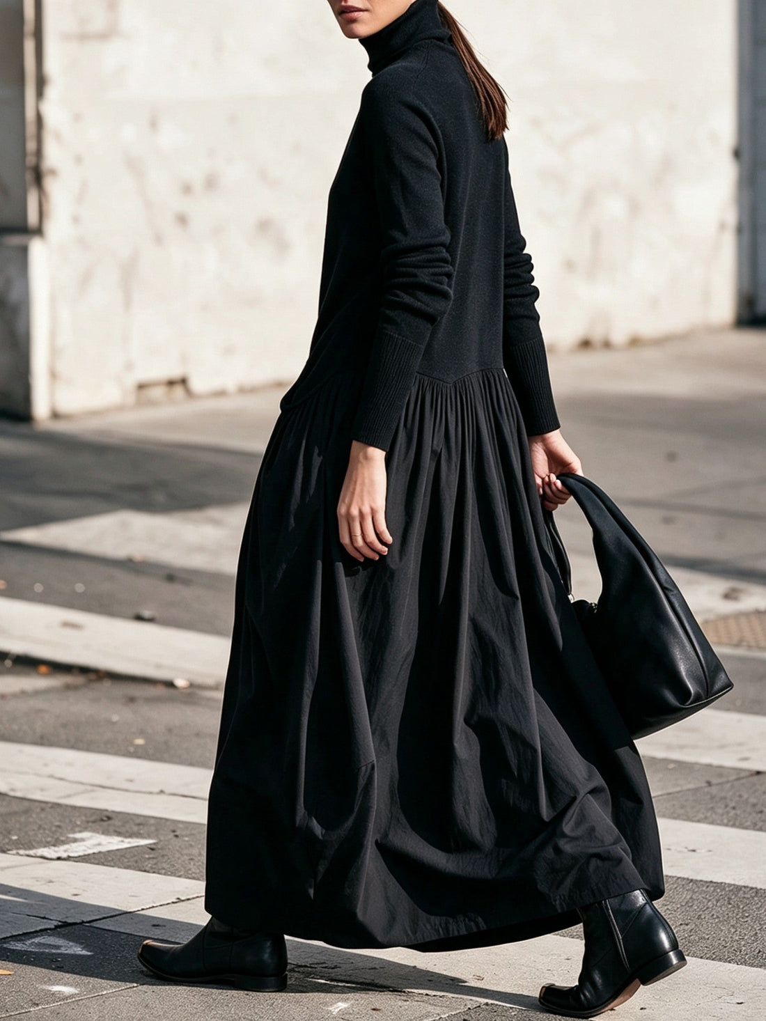 Fiamma – Vestido Maxi Oversize Cuello Alto