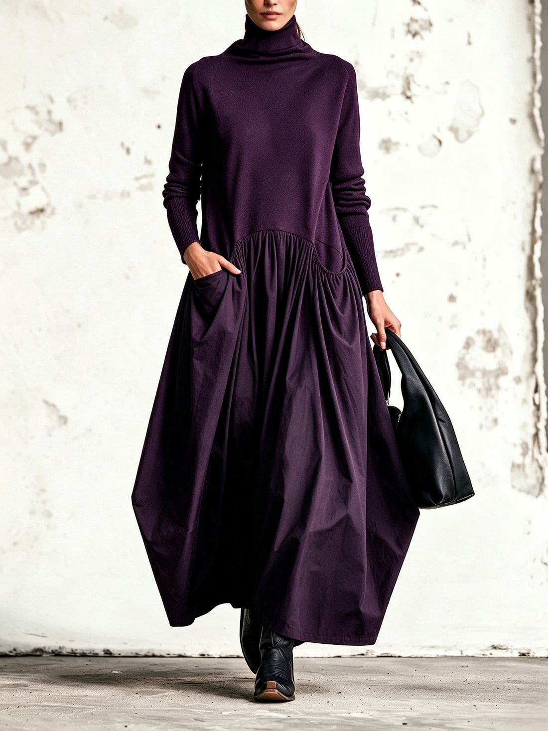 Fiamma – Vestido Maxi Oversize Cuello Alto