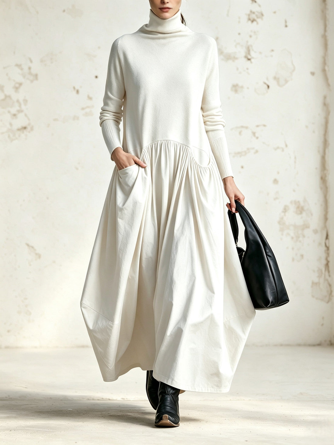 Fiamma – Vestido Maxi Oversize Cuello Alto