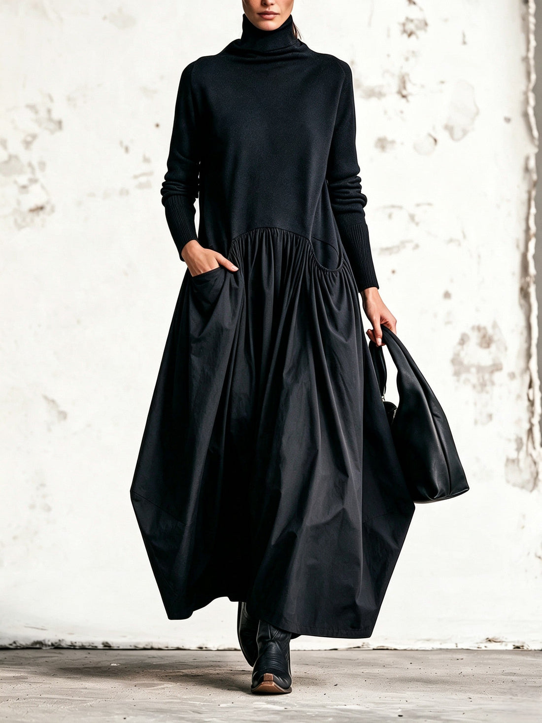Fiamma – Vestido Maxi Oversize Cuello Alto