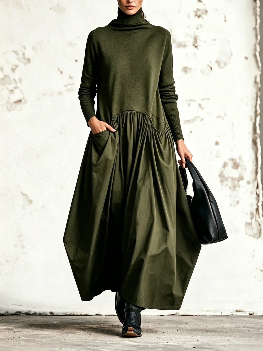 Fiamma – Vestido Maxi Oversize Cuello Alto