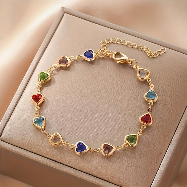 Corazones – Pulsera Dorada de Colores