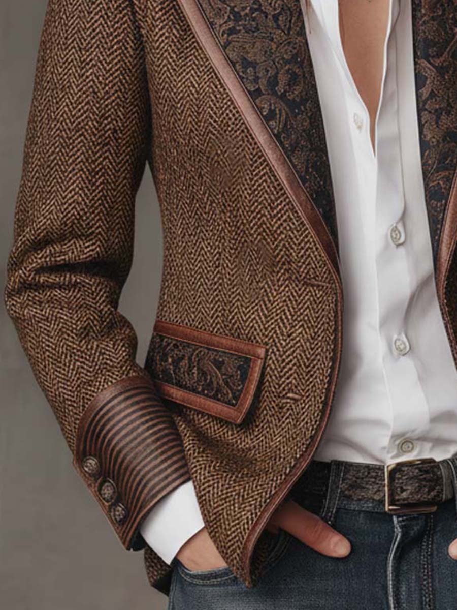Francesca – Blazer Espiga con Detalles Estampados