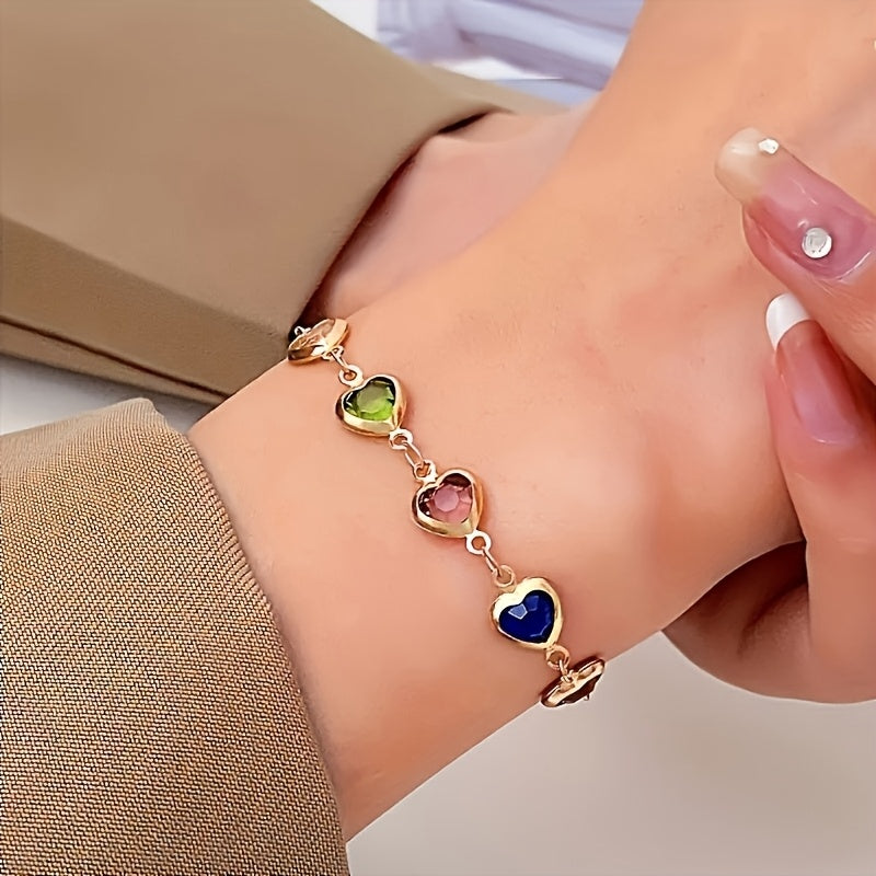 Corazones – Pulsera Dorada de Colores