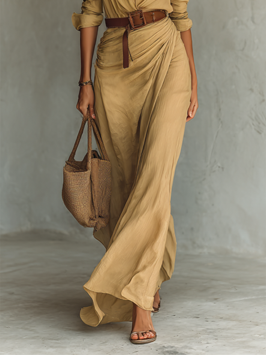 Alina – Vestido Maxi Camisero con Cinturón