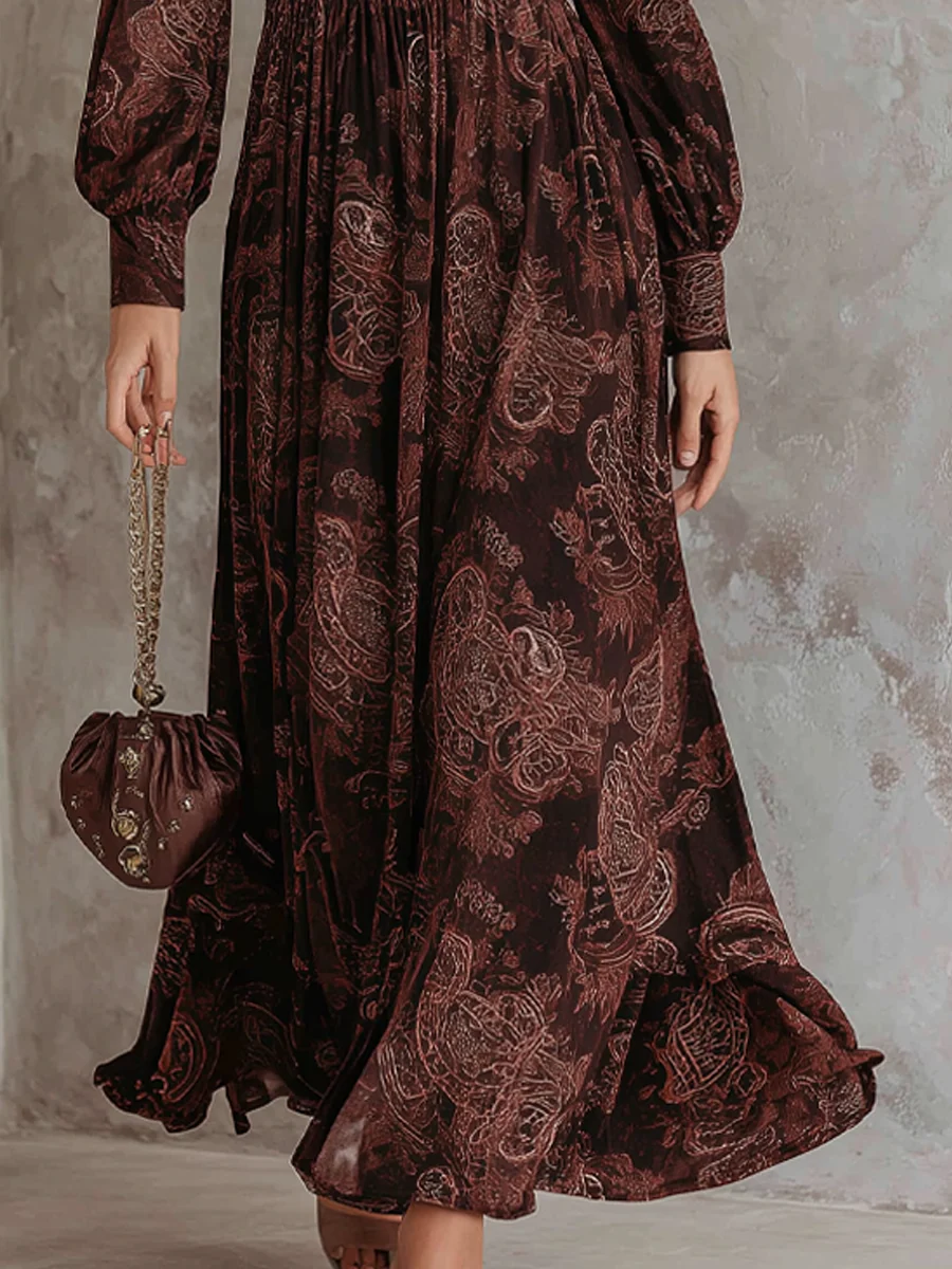 Mariela – Vestido Largo Estampado Barroco