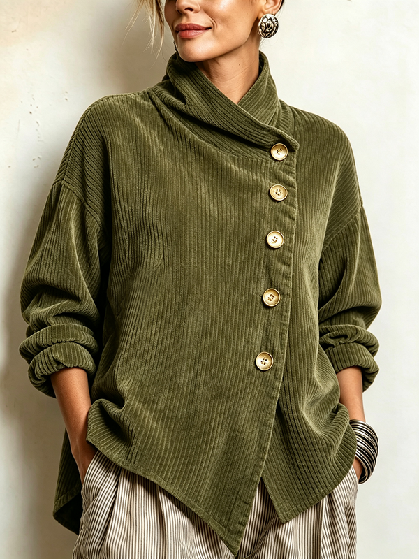 Martina – Chaqueta Asimétrica Cuello Alto