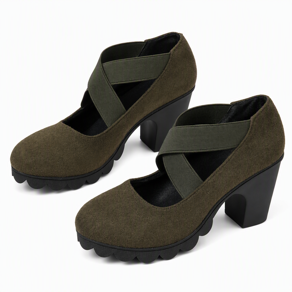 Katia – Zapatos con Tacón Ancho y Tiras Cruzadas