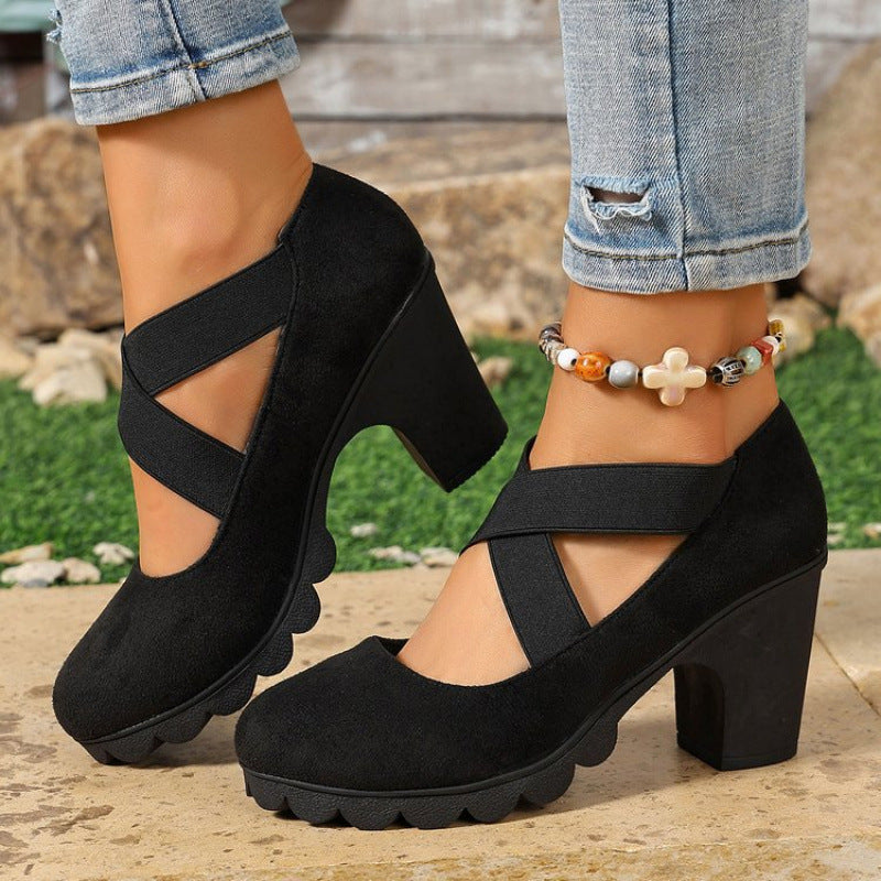 Katia – Zapatos con Tacón Ancho y Tiras Cruzadas