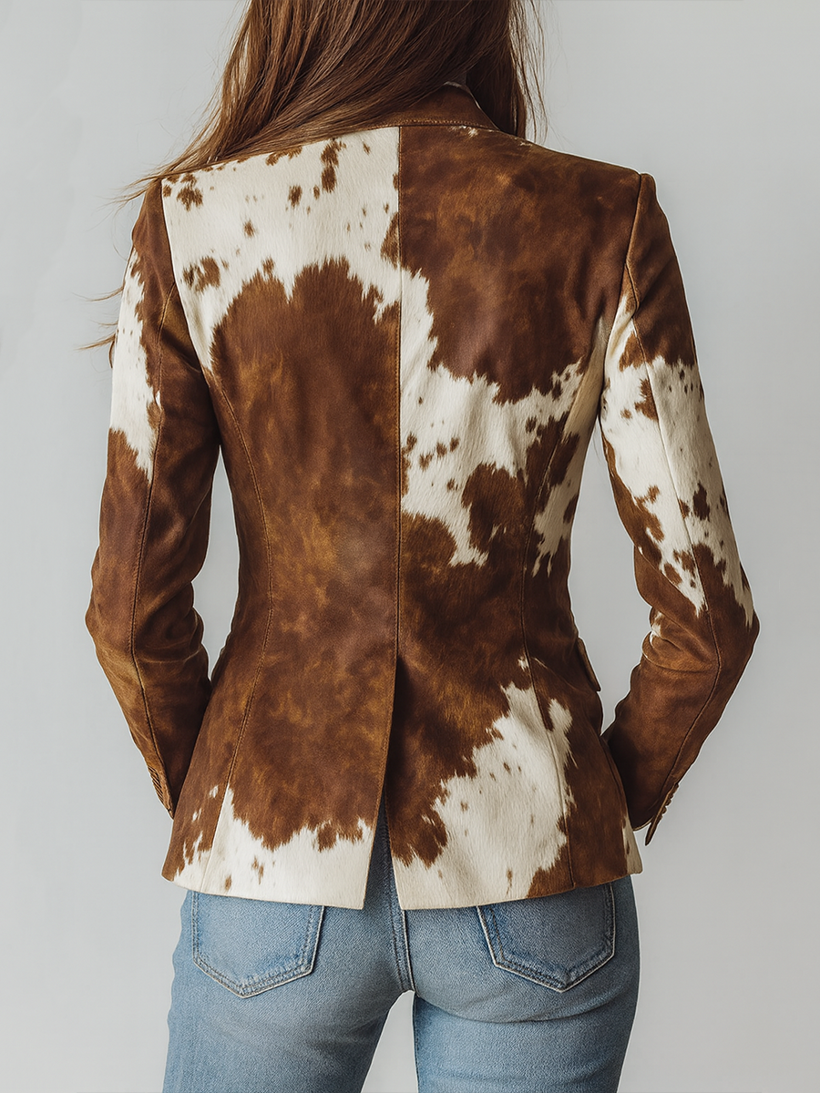 Alessia – Blazer Vintage Estampado Vaca