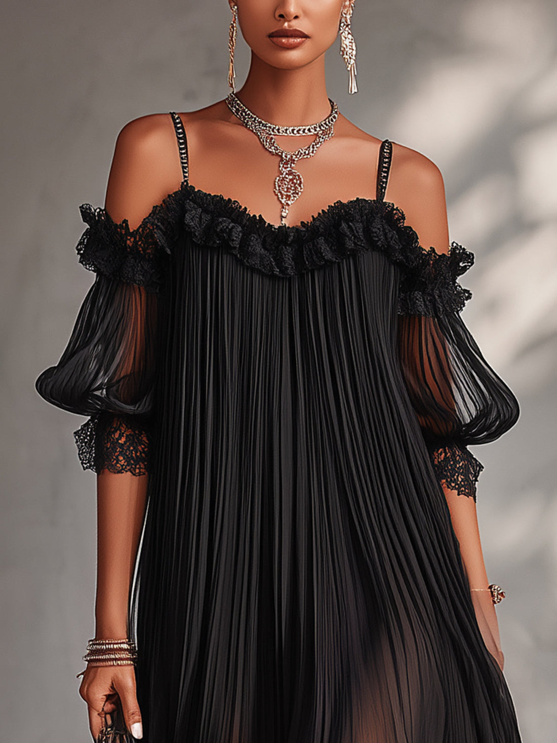 Maria – Vestido de Noche Plisado