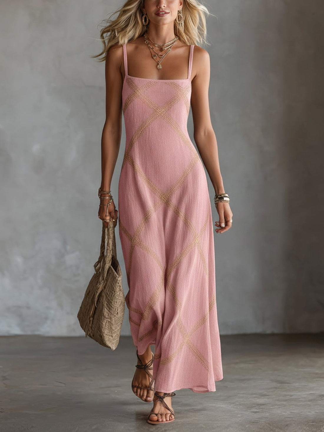 Vittoria – Vestido Geométrico Negro y Camel
