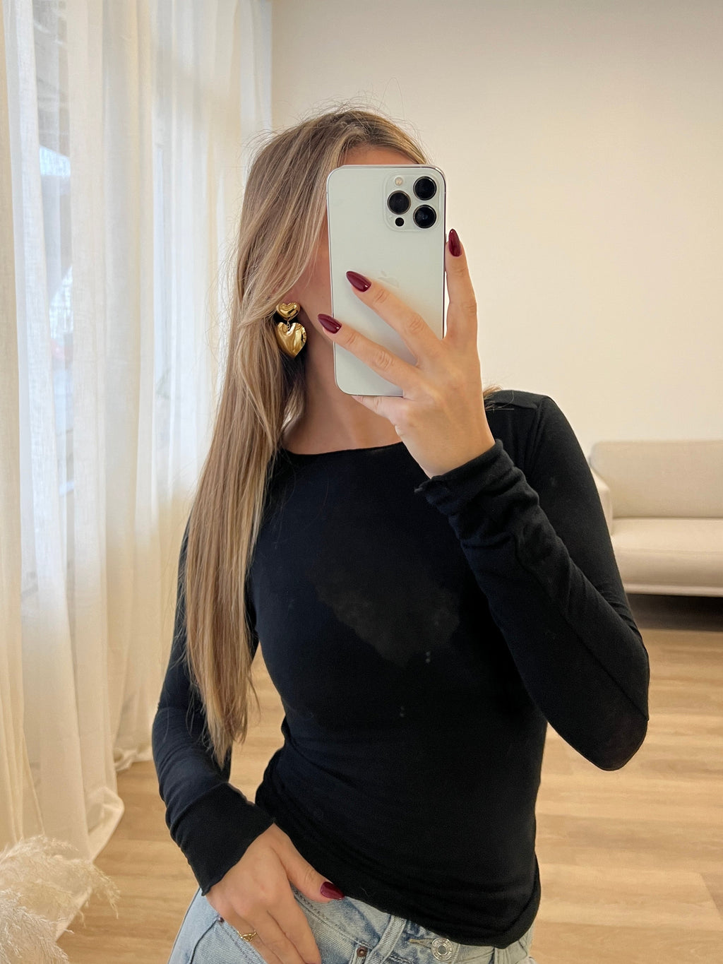 Cashmere Longsleeve - Schwarz