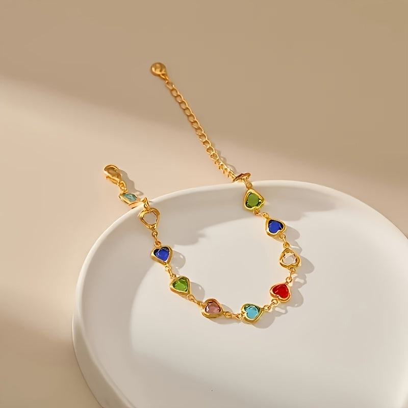 Corazones – Pulsera Dorada de Colores