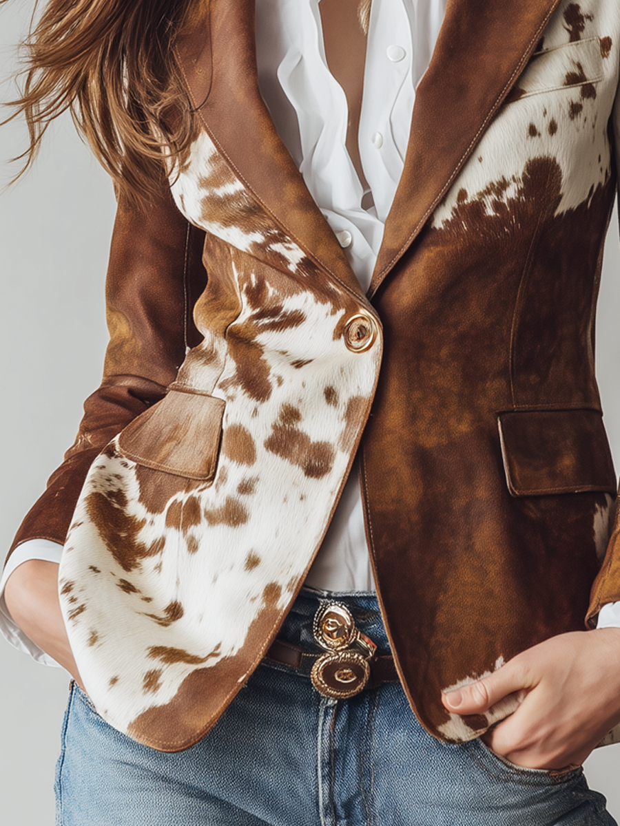 Alessia – Blazer Vintage Estampado Vaca