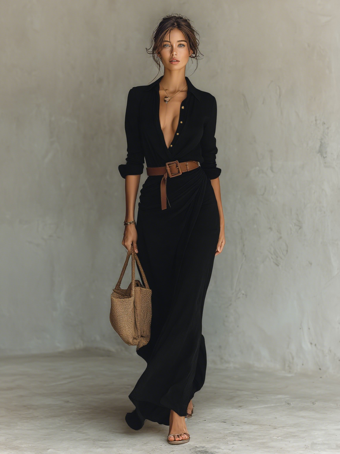 Alina – Vestido Maxi Camisero con Cinturón