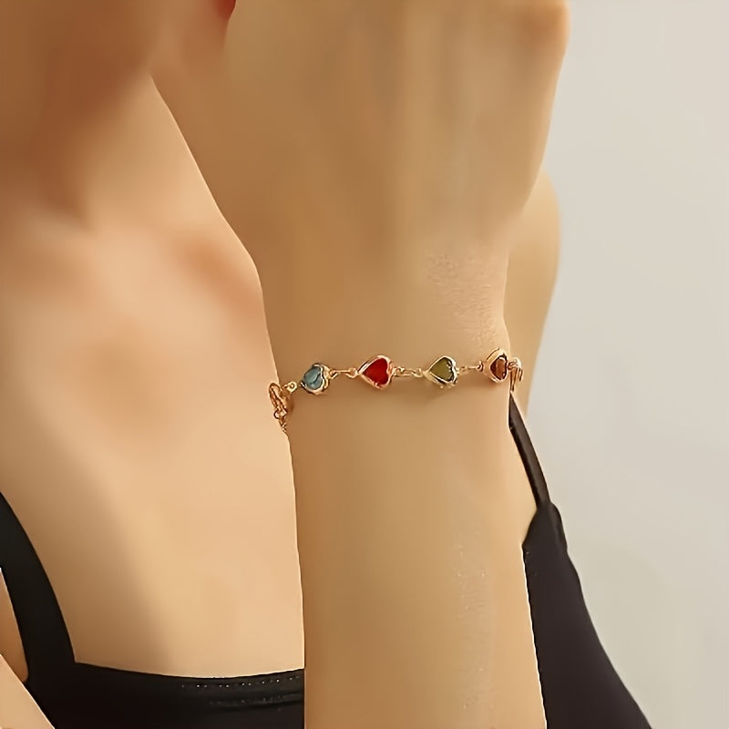 Corazones – Pulsera Dorada de Colores