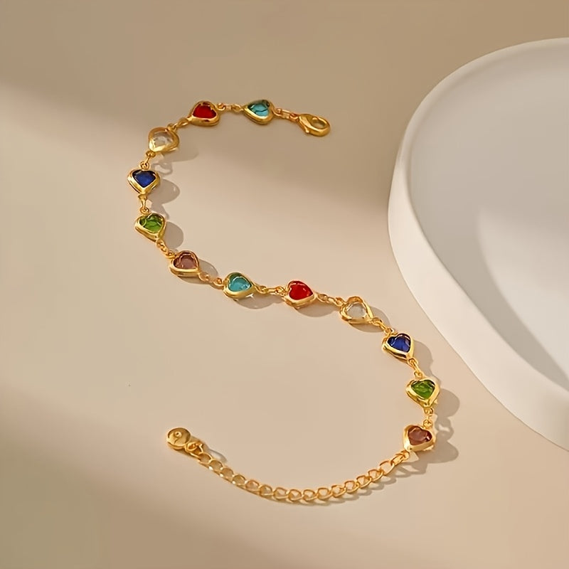 Corazones – Pulsera Dorada de Colores