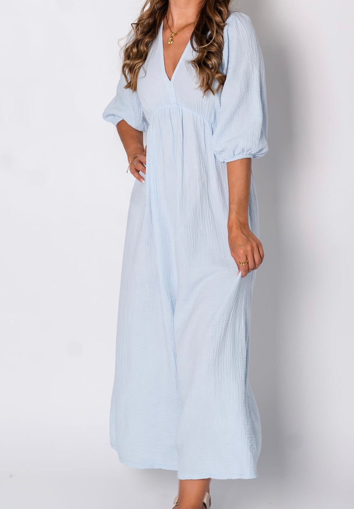Amelia Musselin Kleid - Babyblau