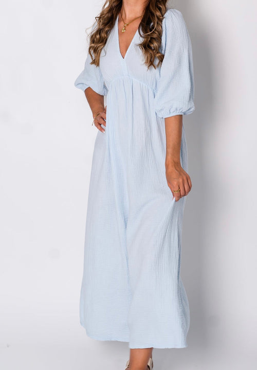 Amelia Musselin Kleid - Babyblau