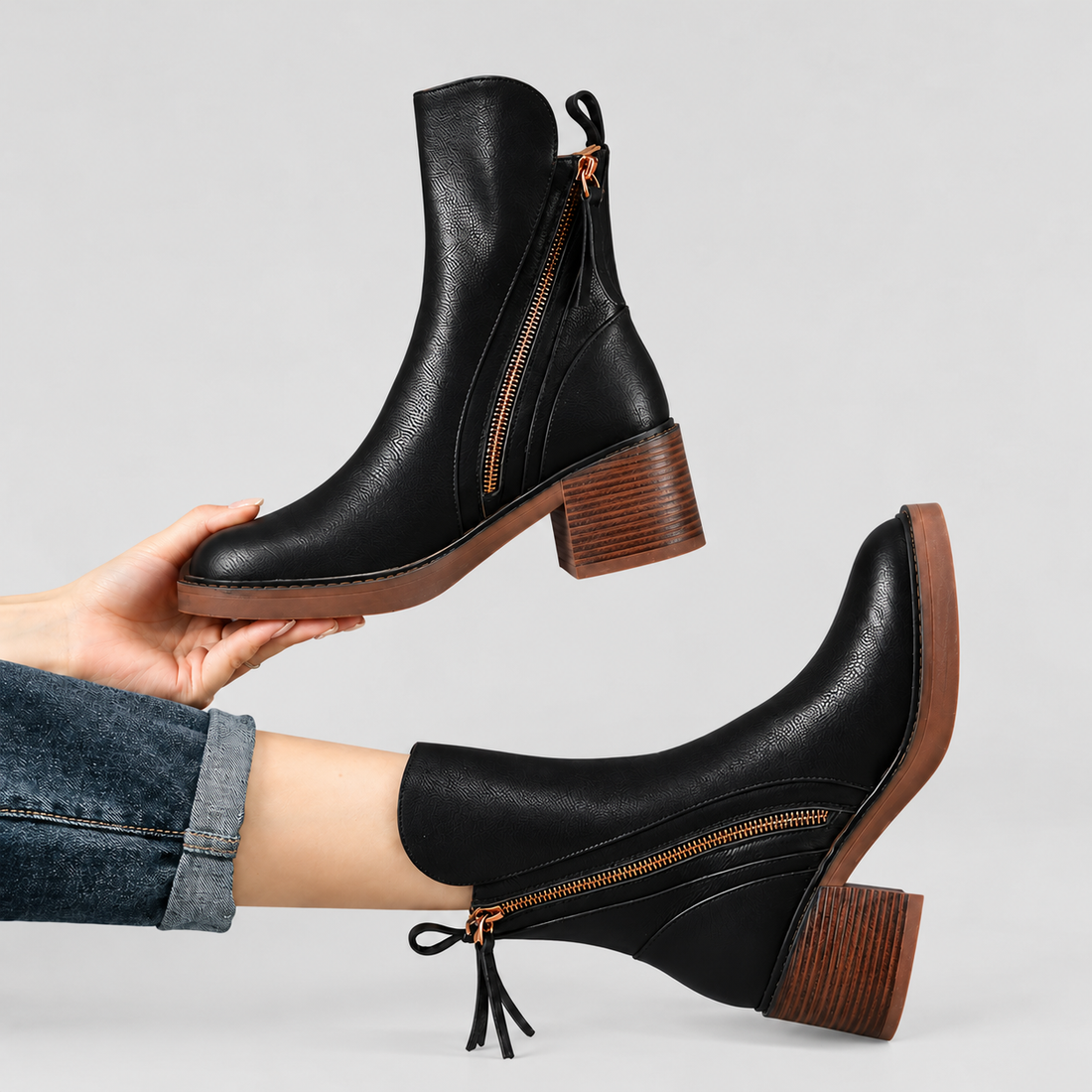 Monica – Botines Elegantes con Cremallera Lateral