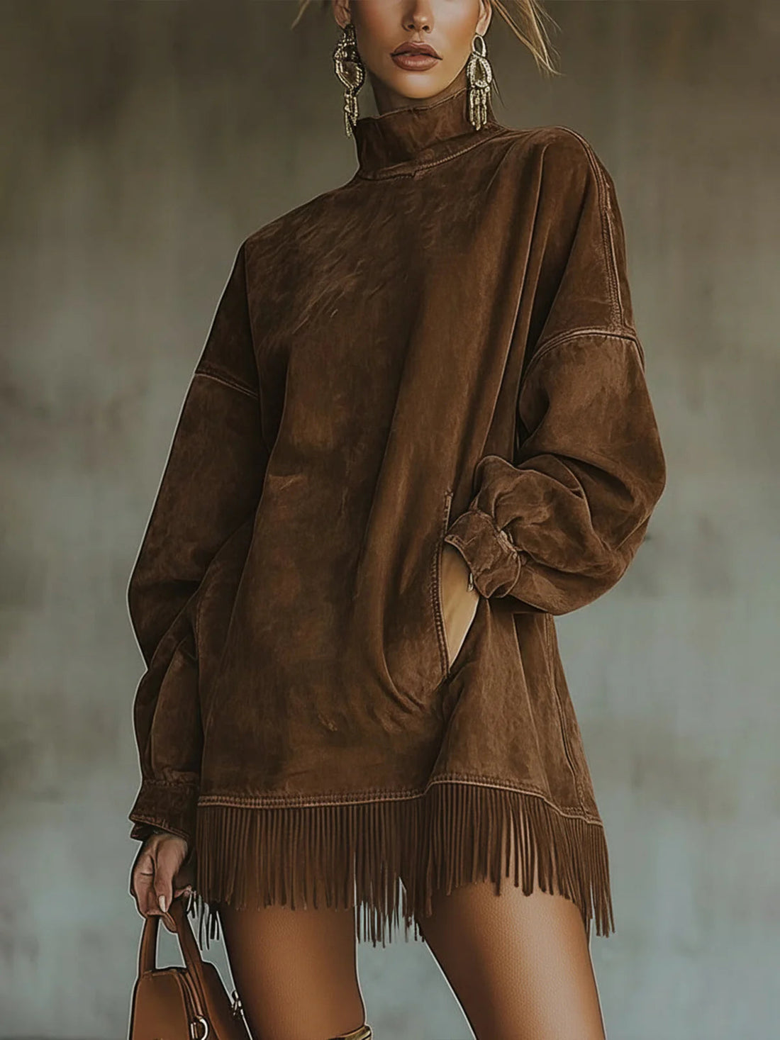 Susanna – Vestido Cuello Alto con Flecos