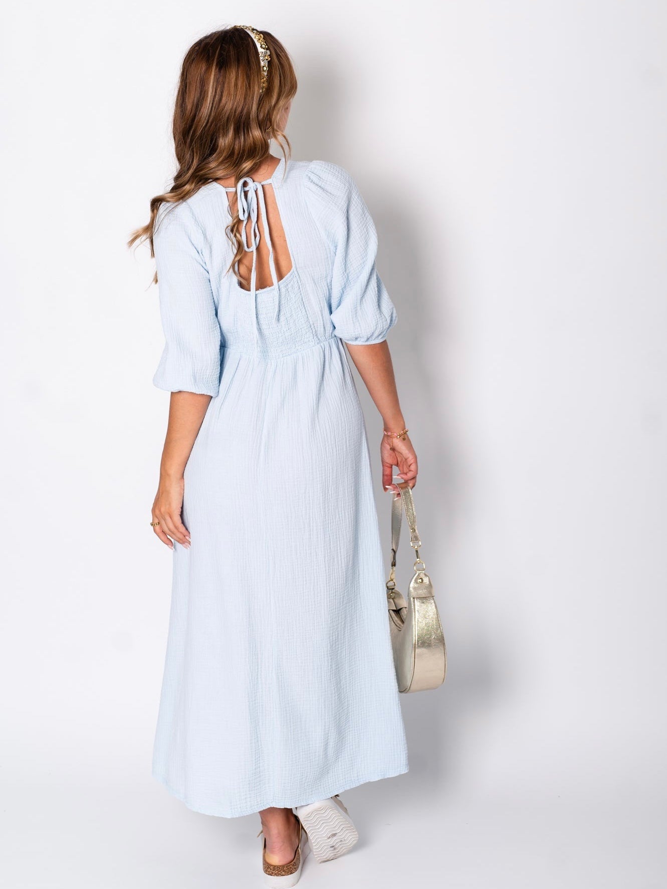Amelia Musselin Kleid - Babyblau