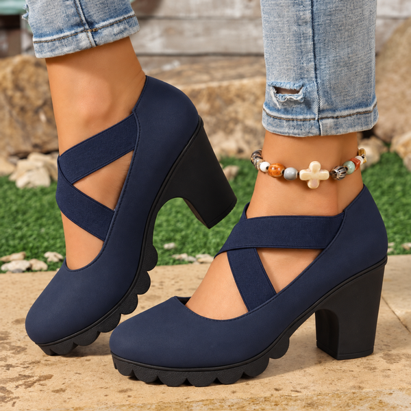 Katia – Zapatos con Tacón Ancho y Tiras Cruzadas