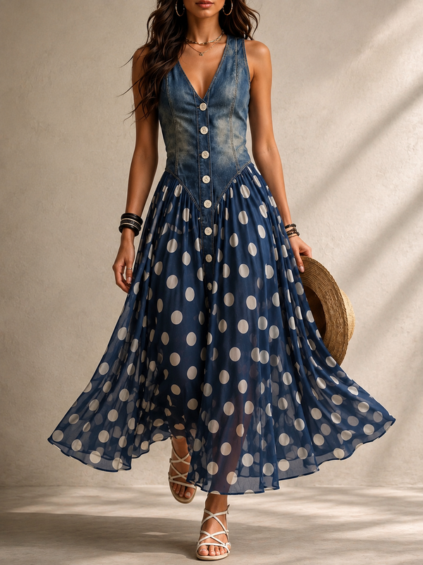 Beatrice – Vestido Largo de Lunares
