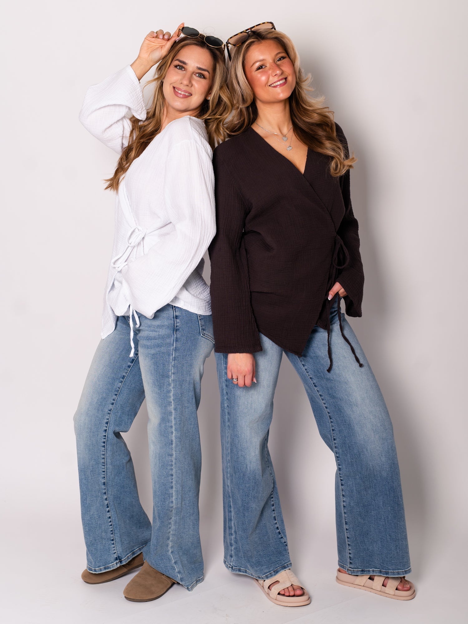 Zoey Musselin Binde Bluse - Espresso