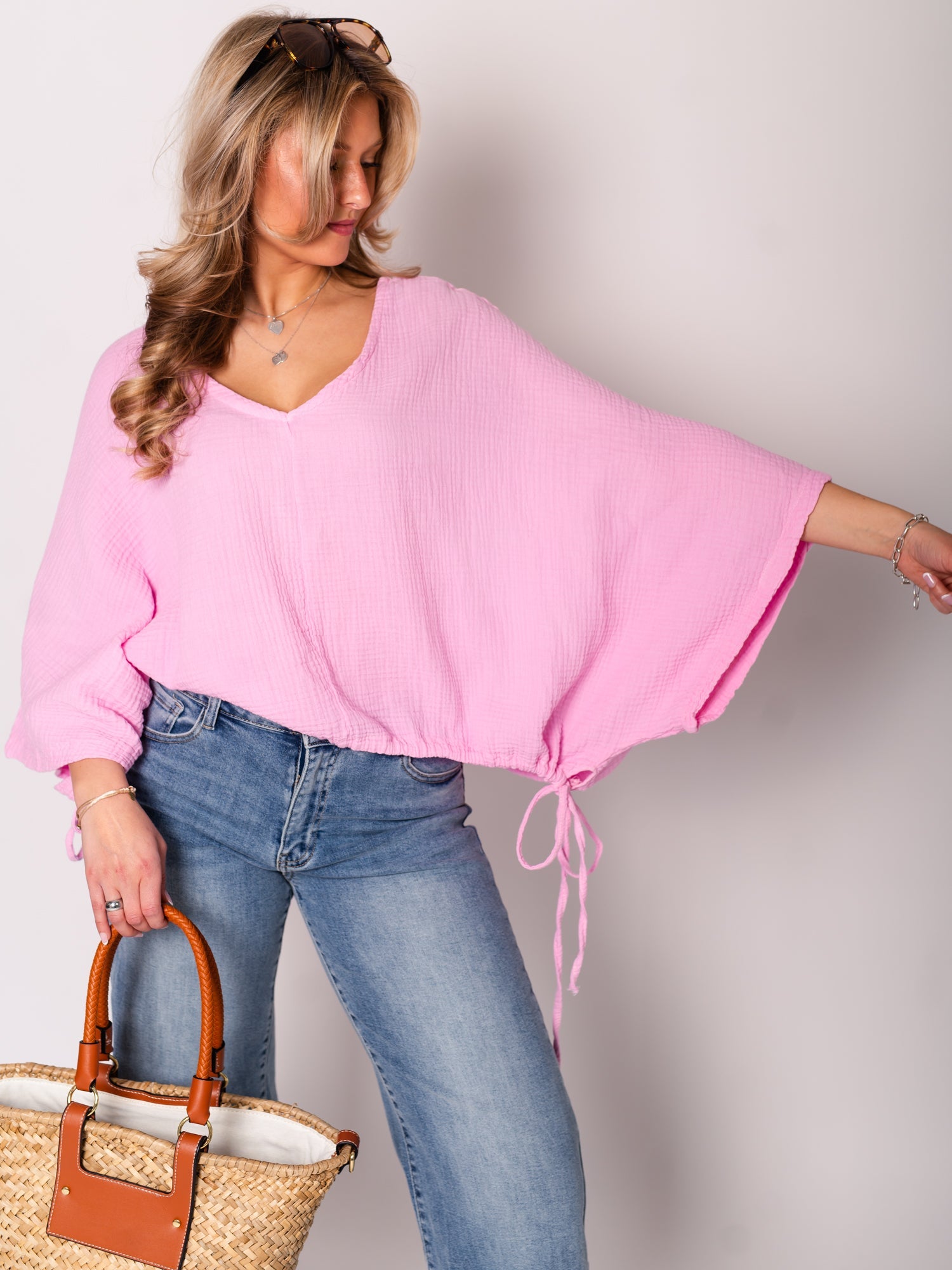 Breeze Musselin Bluse - Rosa