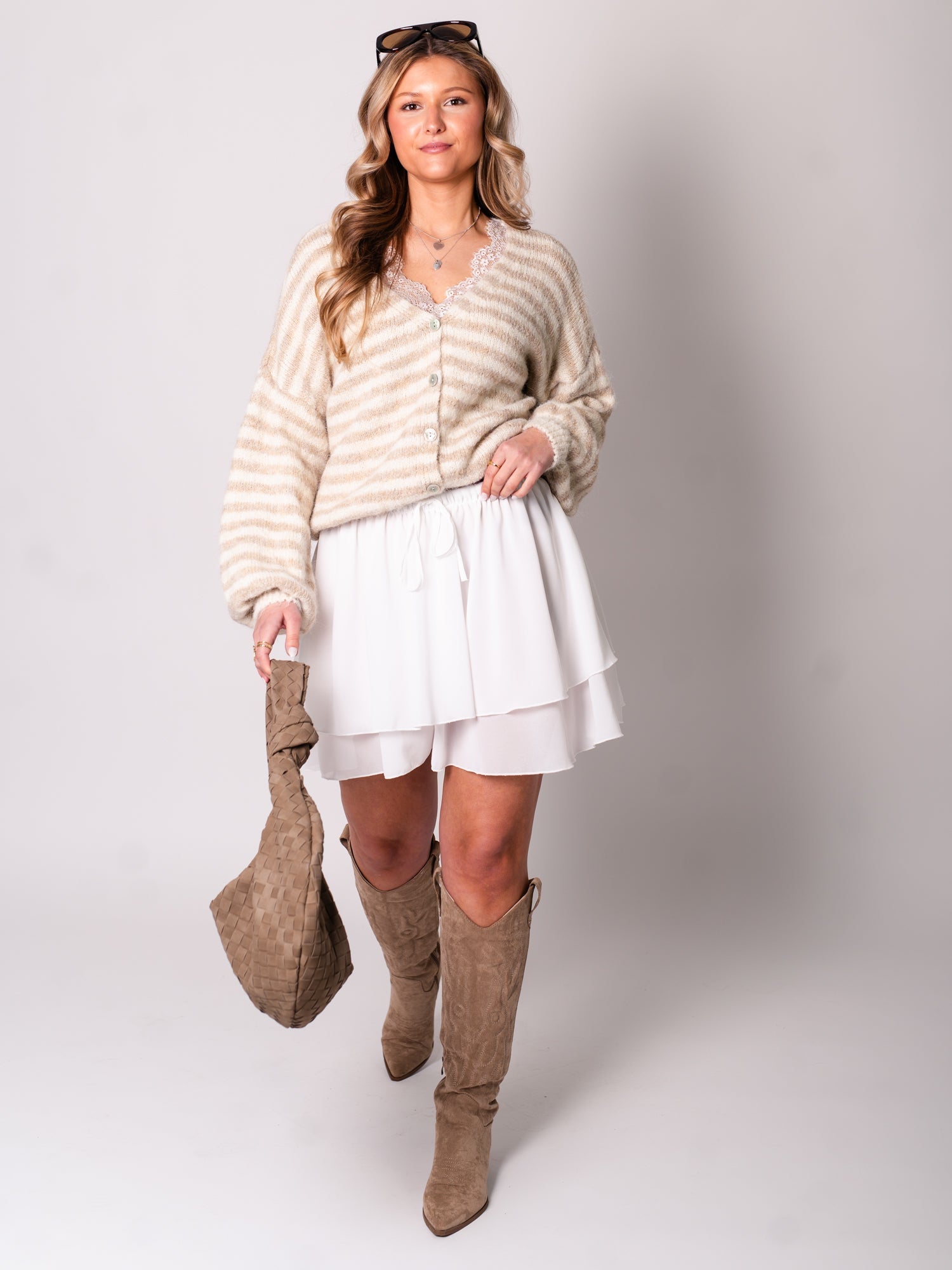 Flowy Volant Skort - Weiß