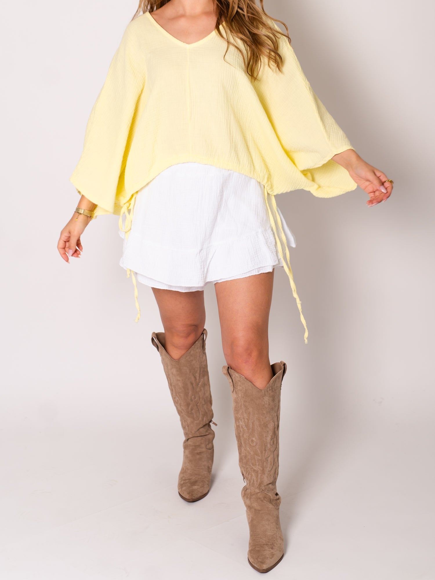 Breeze Musselin Bluse - Zitronengelb