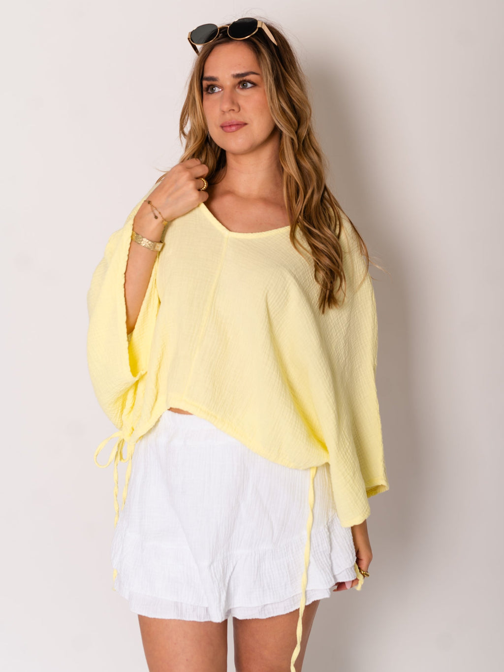 Breeze Musselin Bluse - Zitronengelb
