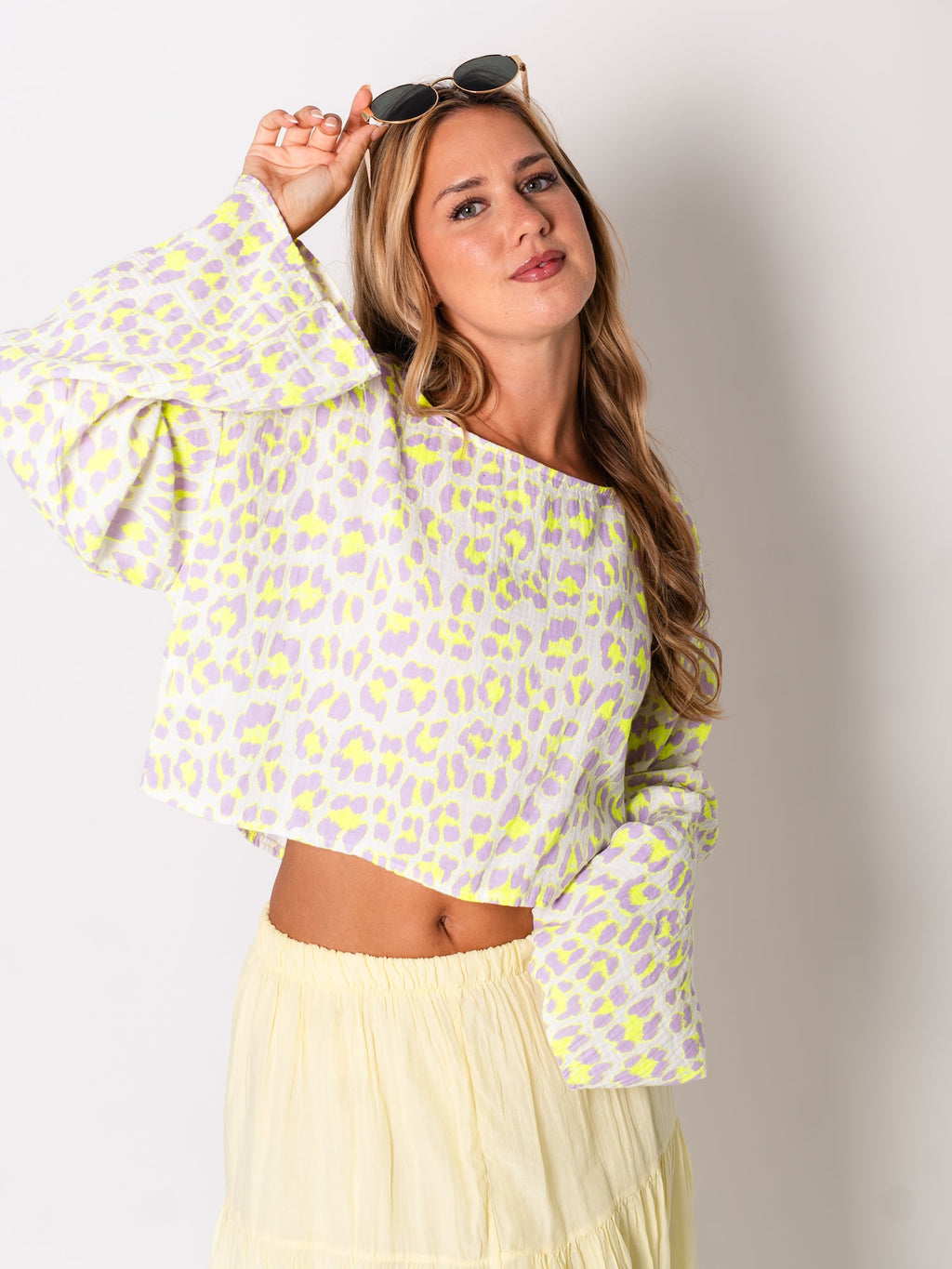 Ayla Musselin Bluse - Leo/Lila/Gelb
