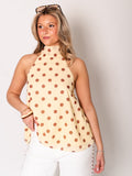 Pünktchen Neckholder Top - Gelb/Braun